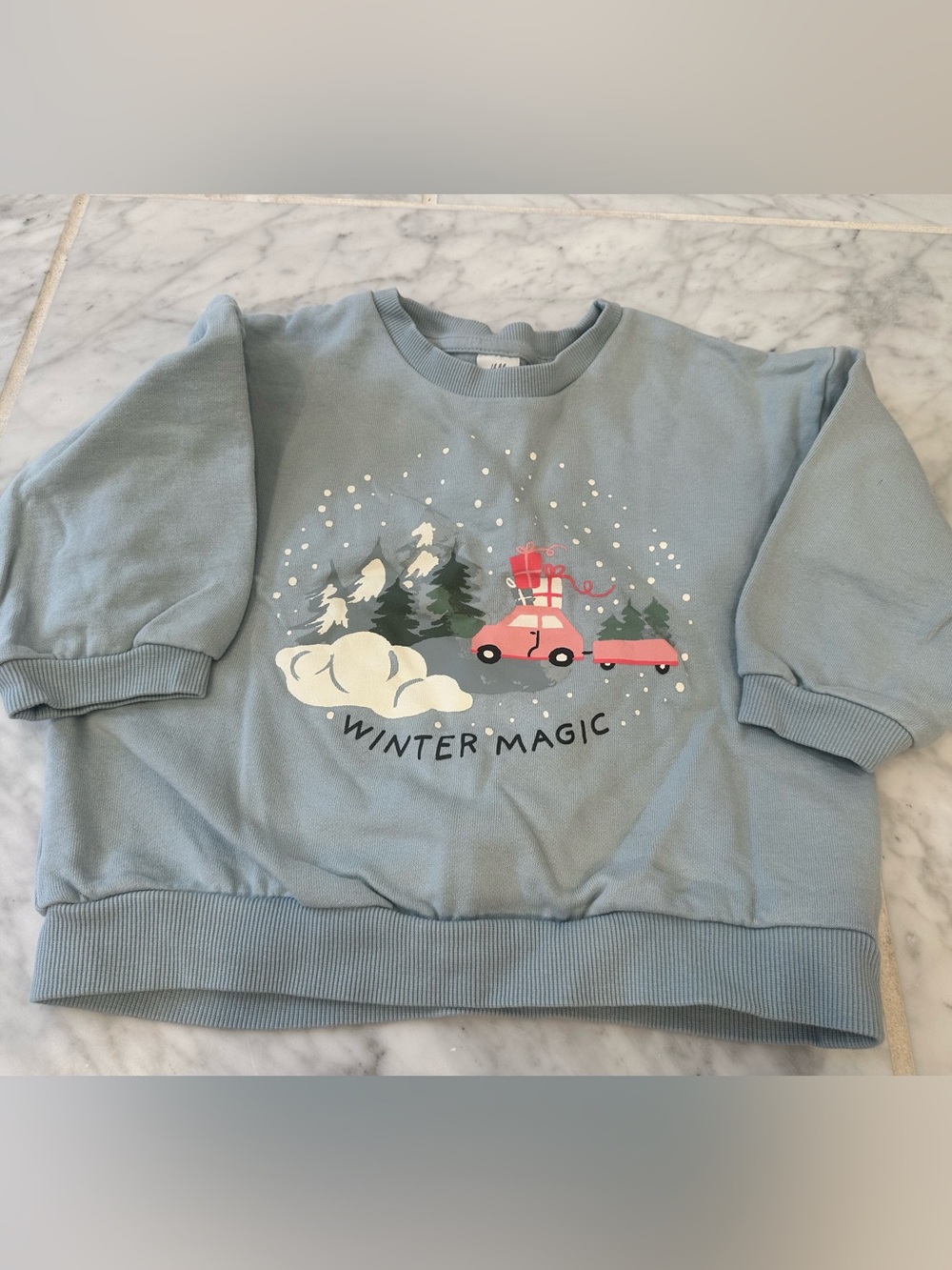 H&M Winter Light Blue Graphic Sweatshirt